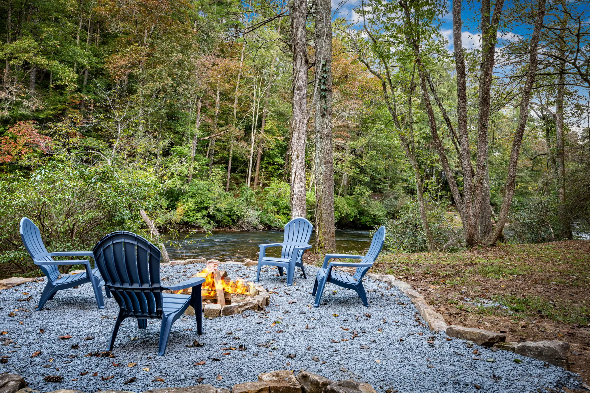 Creekside campfire area ready when you are.