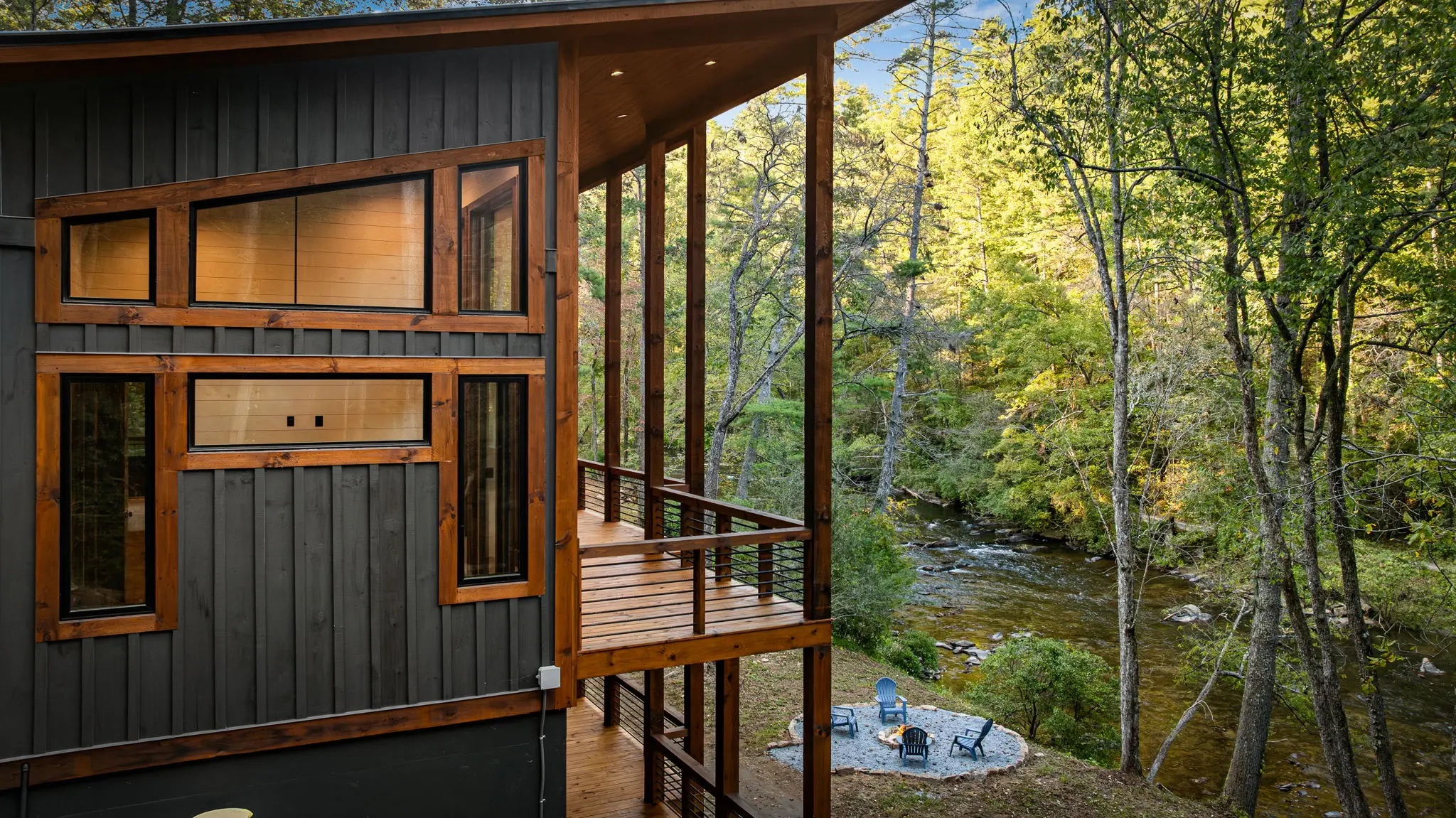Mountaintown Creek flowing past the cabin.