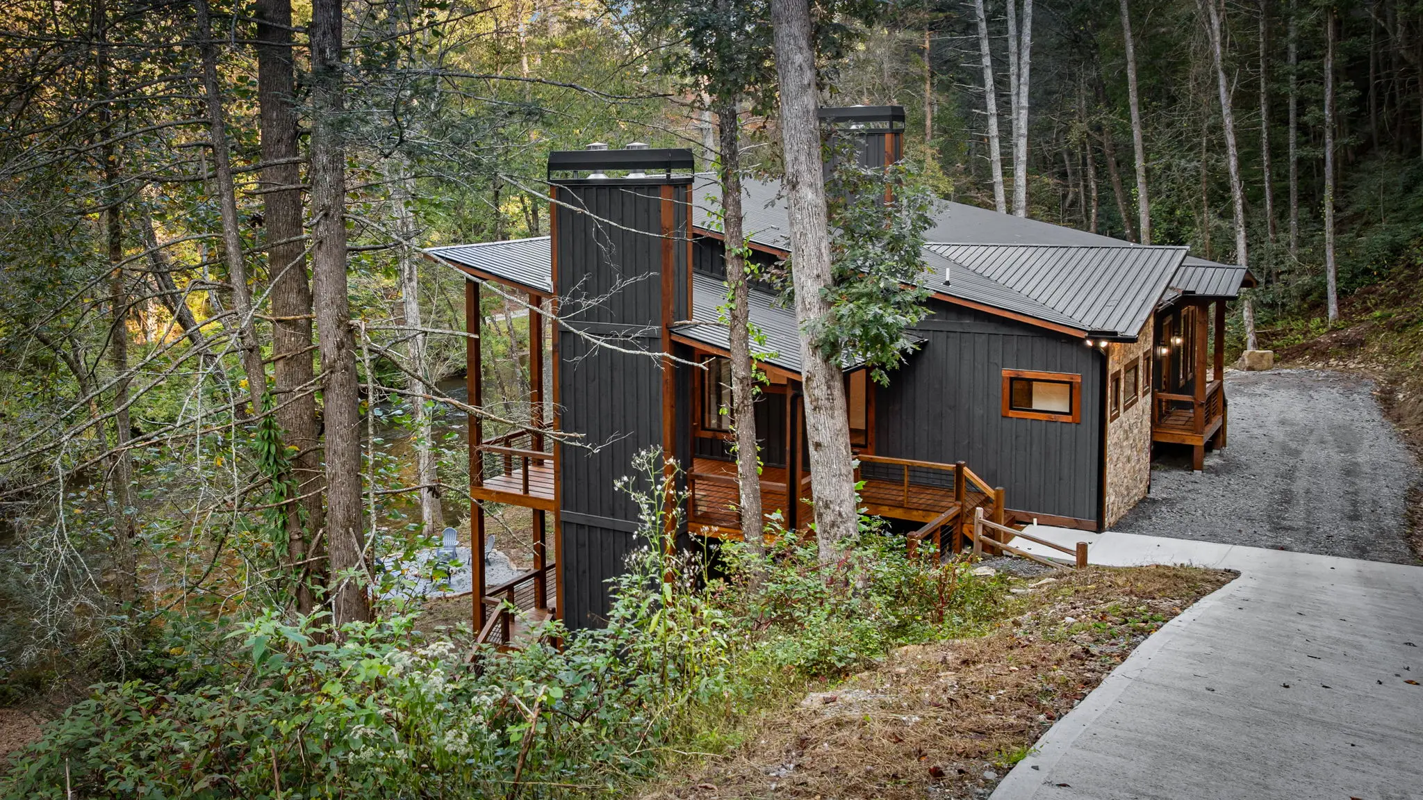 Nestled in the gorgeous creek valley environment.