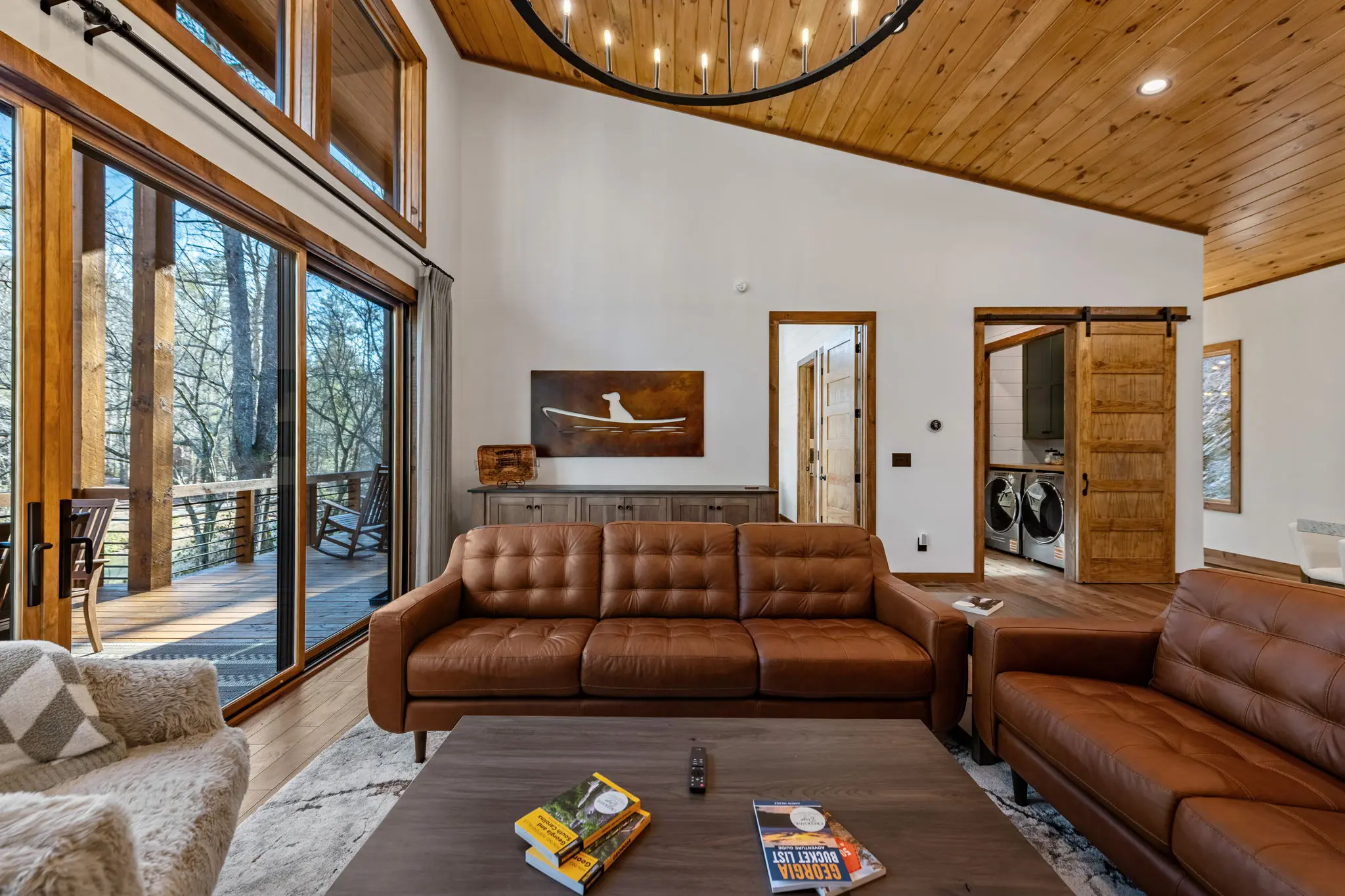 Serene upper level retreat with warm lighting.