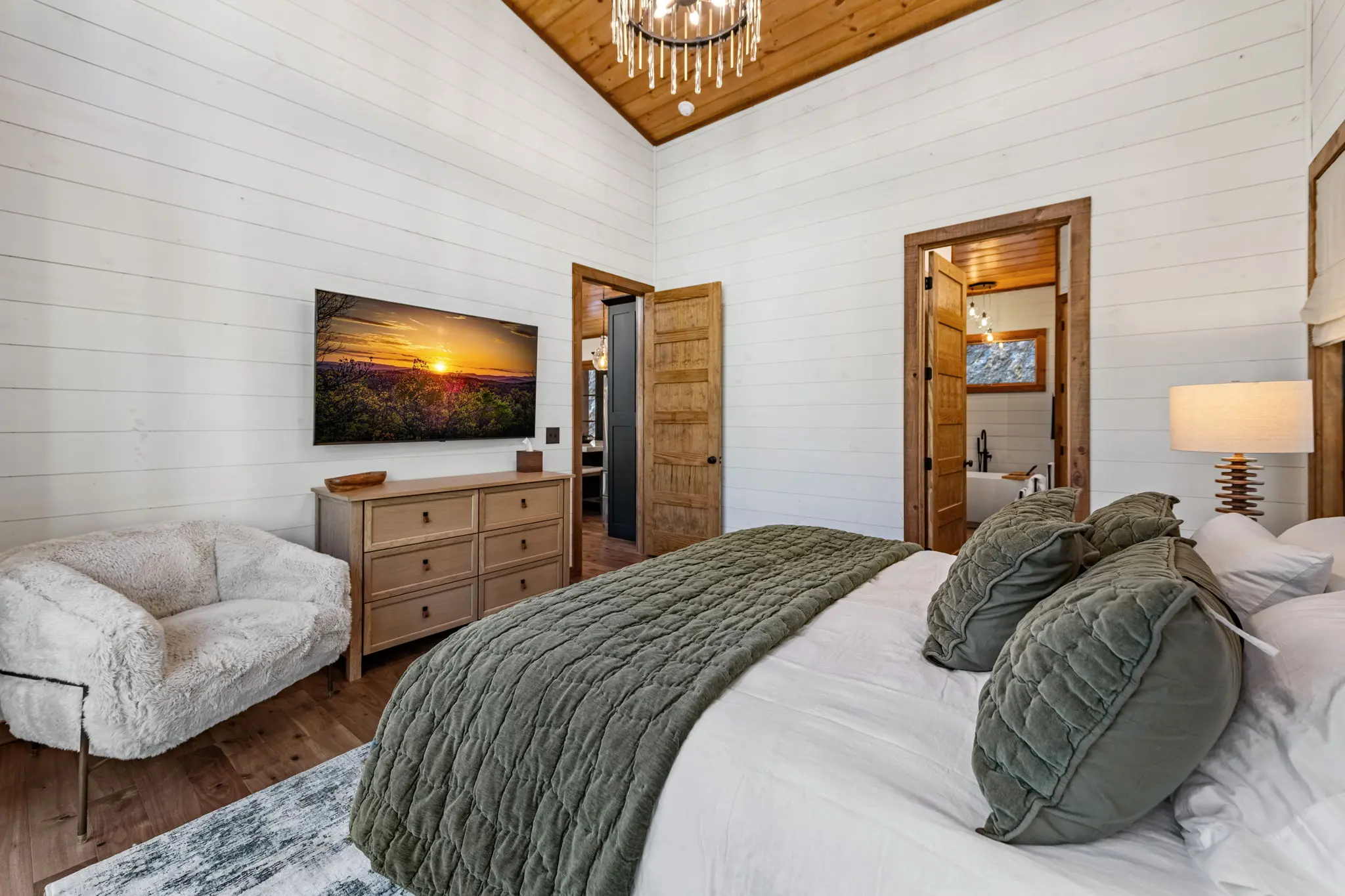 Cozy seating nook in the master suite for extra comfort.