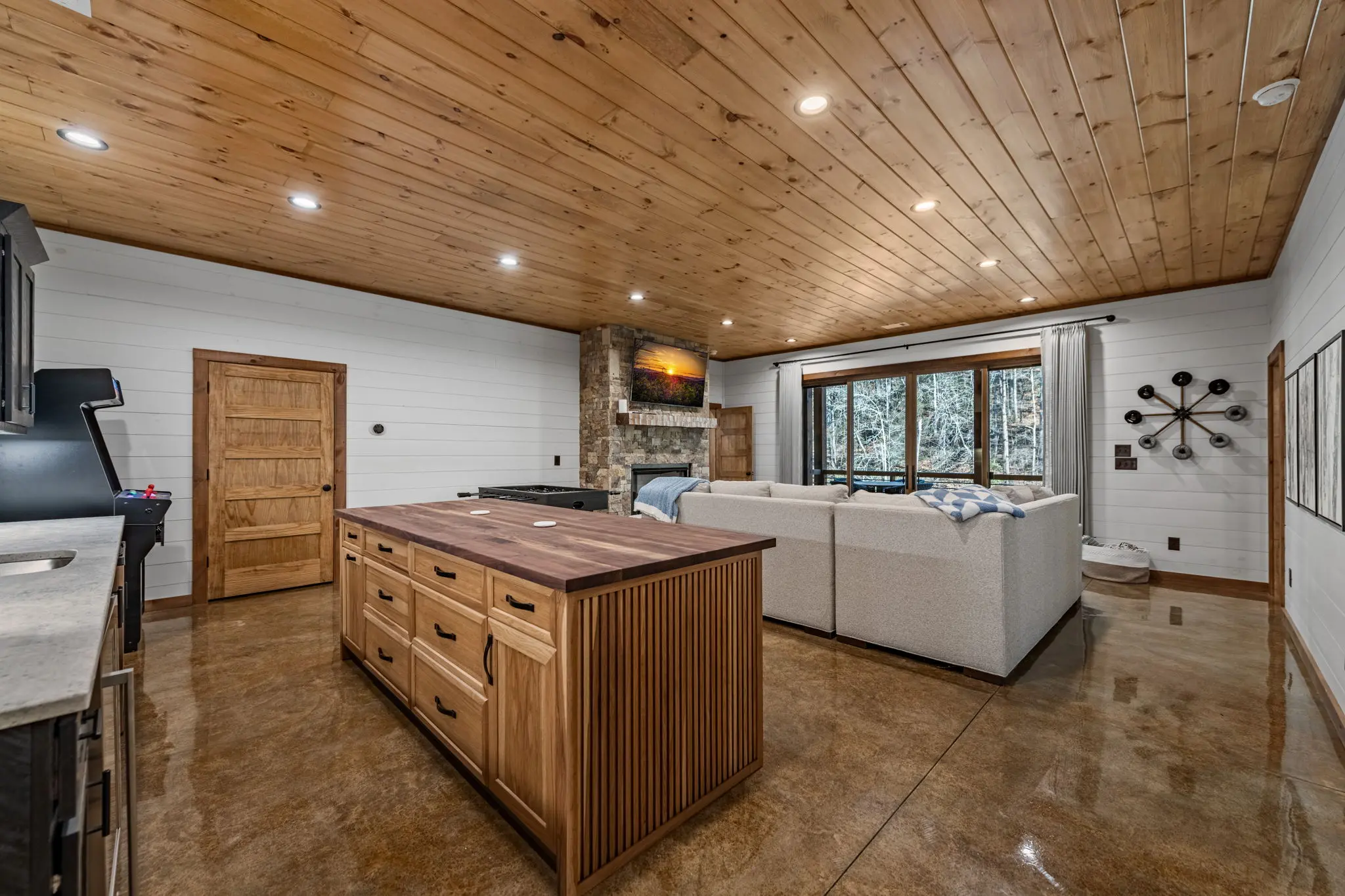 Welcoming entry to the lower level entertaining spaces.