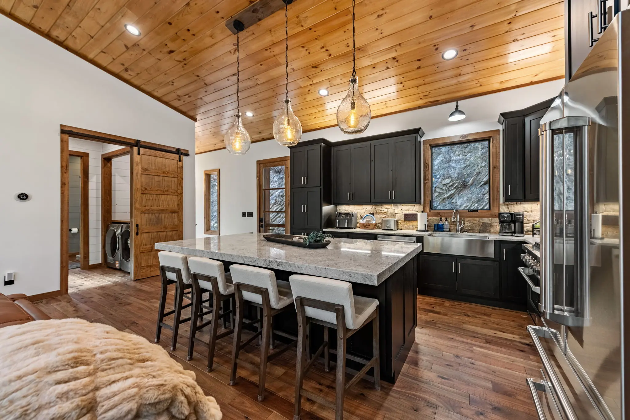 Upper Kitchen from the fridge showing the entrance.