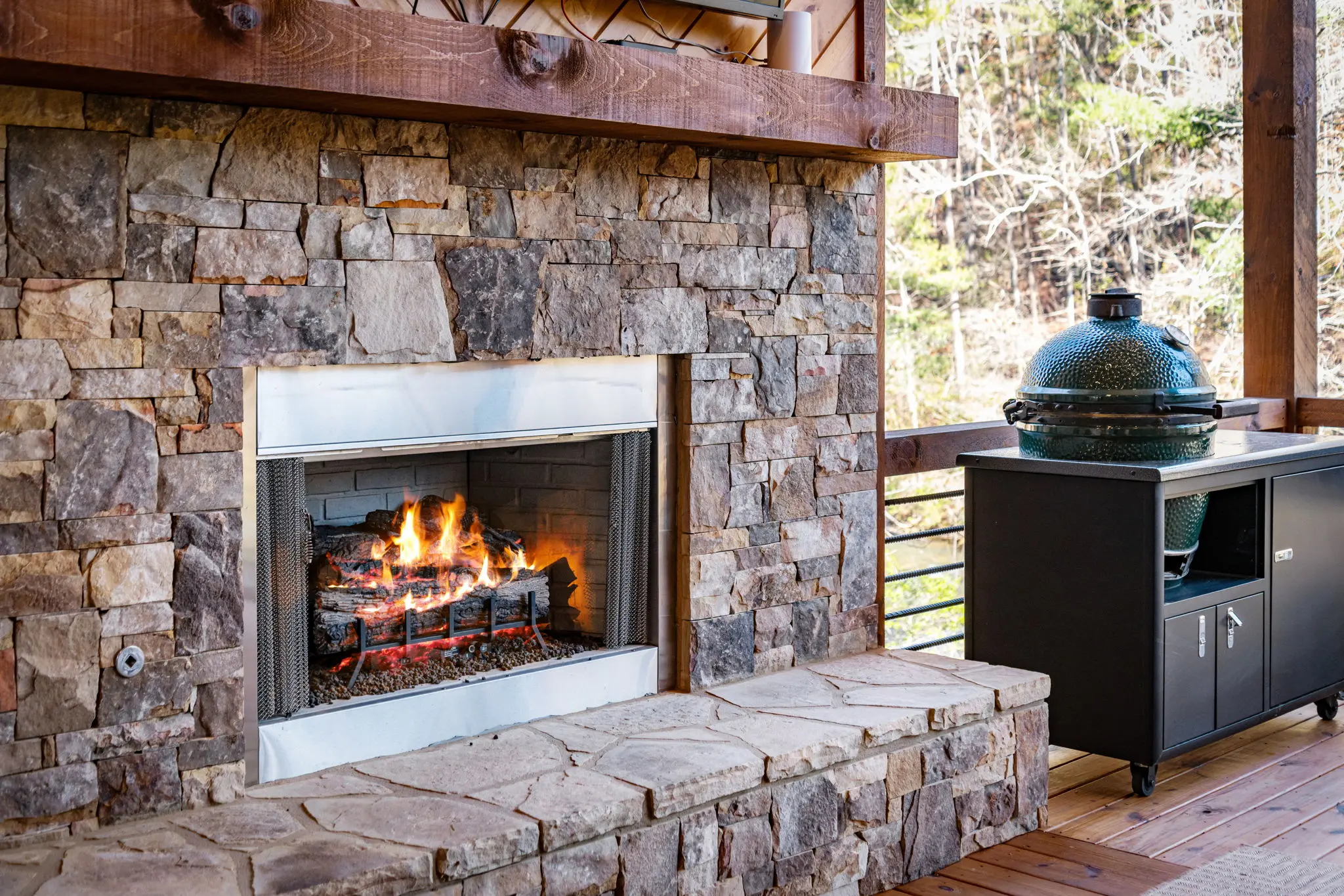 Upper balcony fireplace and smoker for your outdoor entertaining.